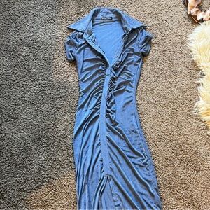 NEW - super cute scrunchy fitted dusty blue dress